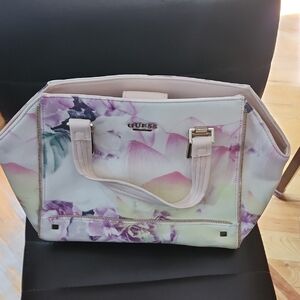 Guess Floral Tote Bag - Cream and Purple